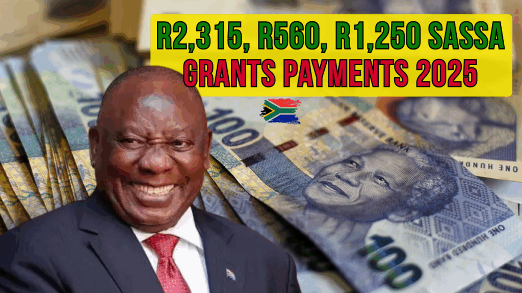 SASSA September 2025 Grants: R2,315, R560, R1,250 Payments: Beneficiaries, Dates & Eligibility