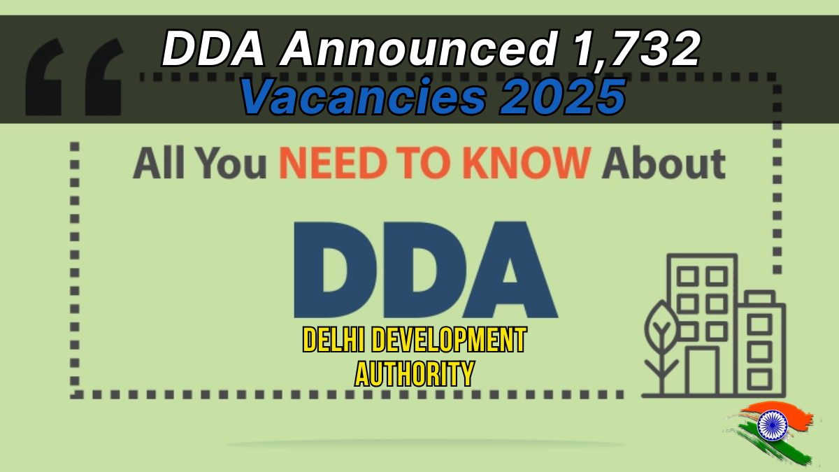 DDA Recruitment 2025: 1,732 Vacancies Announced, Online Application Starts 6 October
